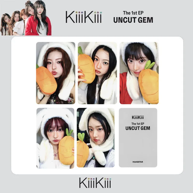 5Pcs/Set Kpop KiiiKiii UNCUT GEM 1st Album WM MS Ver Slefie Cards