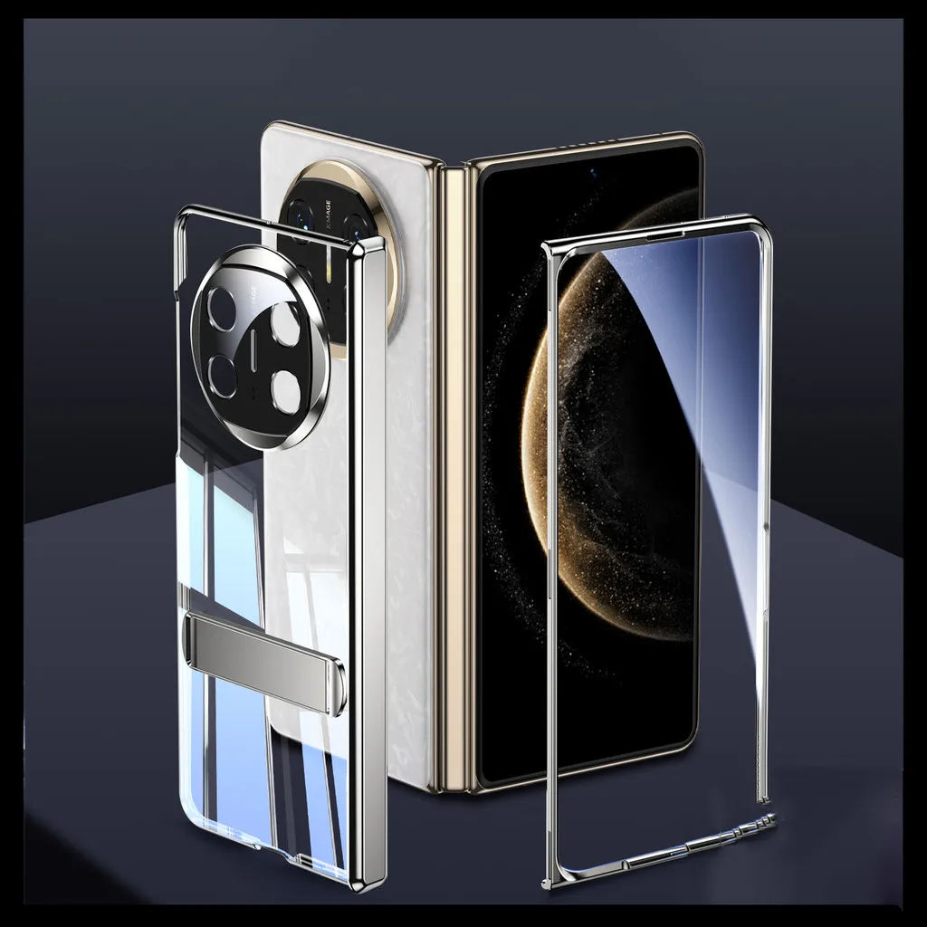 

Magnetic Hinge Holder Plating Transprent Case for Huawei Mate X6 X5 X3 5G Front Screen Glass Protective Cover