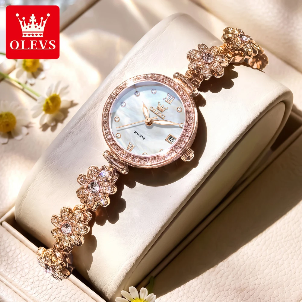 OLEVS 5699 Fashion Women's Quartz Wristwatch Bracelet Gifts Sets Elegant Luxury Diamond Steel Band Waterproof Ladies Dress Watch