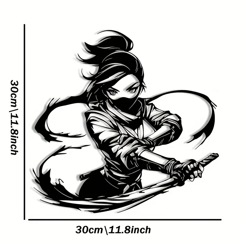 2D Flat 1pc Female Ninja Metal Wall Art, Minimalist Silhouette Wall Decor Indoor Outdoor