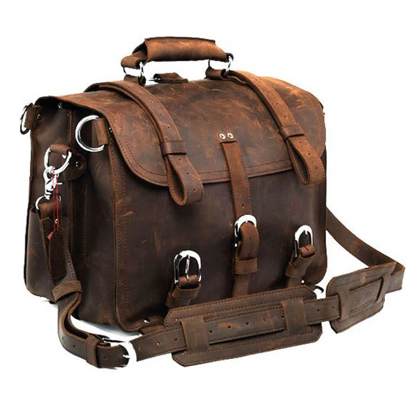 Bolso de viaje de cuero Crazy Horse Vintage para hombre, bolsa de equipaje de mano grande, bolso de mano para fin de semana