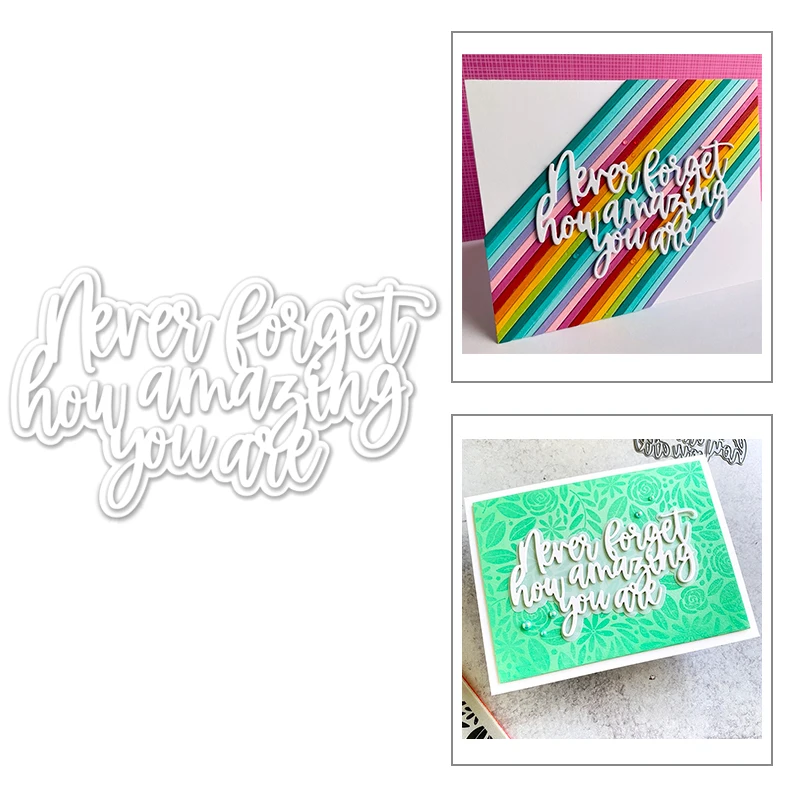 Nuevas palabras en inglés: Cuánto eres increíble, troqueles metálicos para hacer tarjetas de felicitación, manualidades de papel, álbumes de recortes
