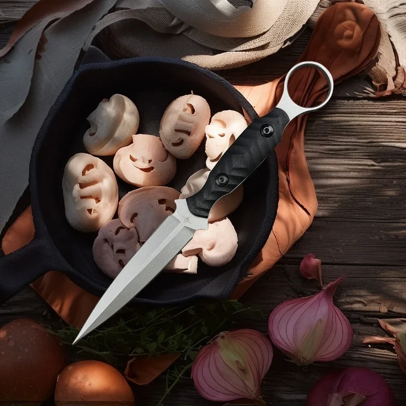 

Household Cutting Straight Blade Knife D2 Fixed Blade G10 Handle Fruit Knife Kitchen Essential Multi-purpose Knife