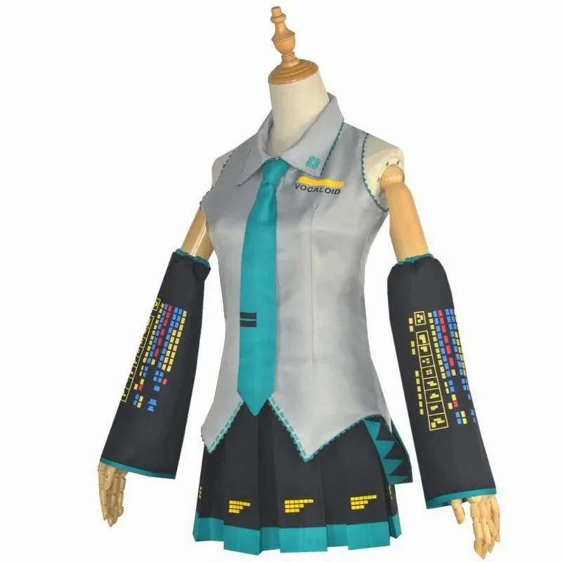 ملابس أداء شخصية الرسوم المتحركة Hatsune Miku MIKU ملابس أنيمي ملابس تنكرية JK تنورة نفس البدلة إكسسوارات شعر مستعار للهالوين