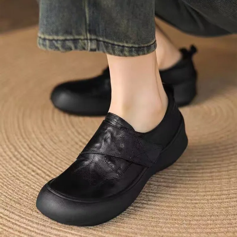 

Женские лоферы, повседневная обувь на плоской подошве и платформе с круглым носком, женская осень 2024, удобная рабочая обувь Мэри Джейн для прогулок и бега