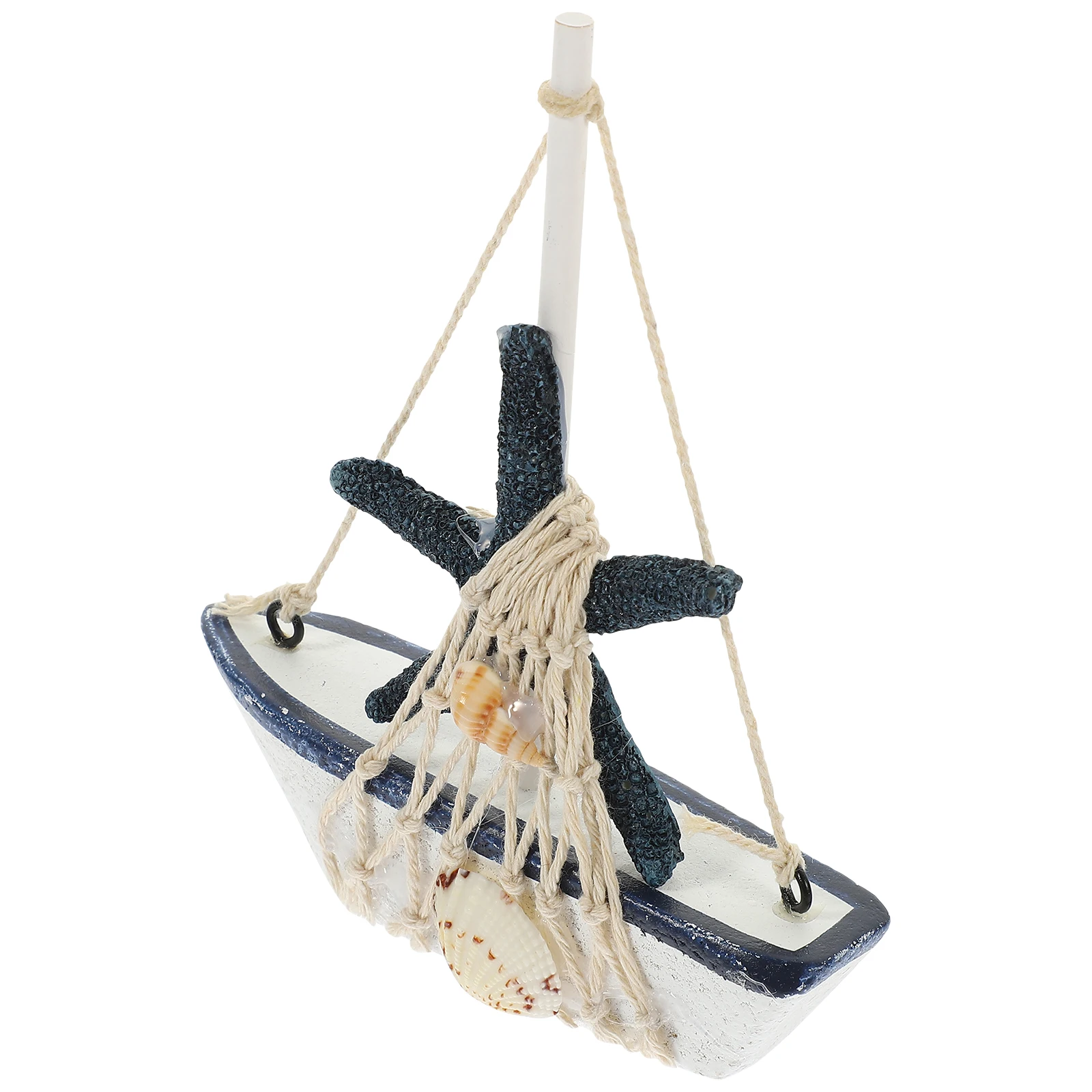 

Nautical Sailing Boat Wooden Decor Mediterranean Style Small Sailboat Desktop Ornament for Living Room Office Bedroom