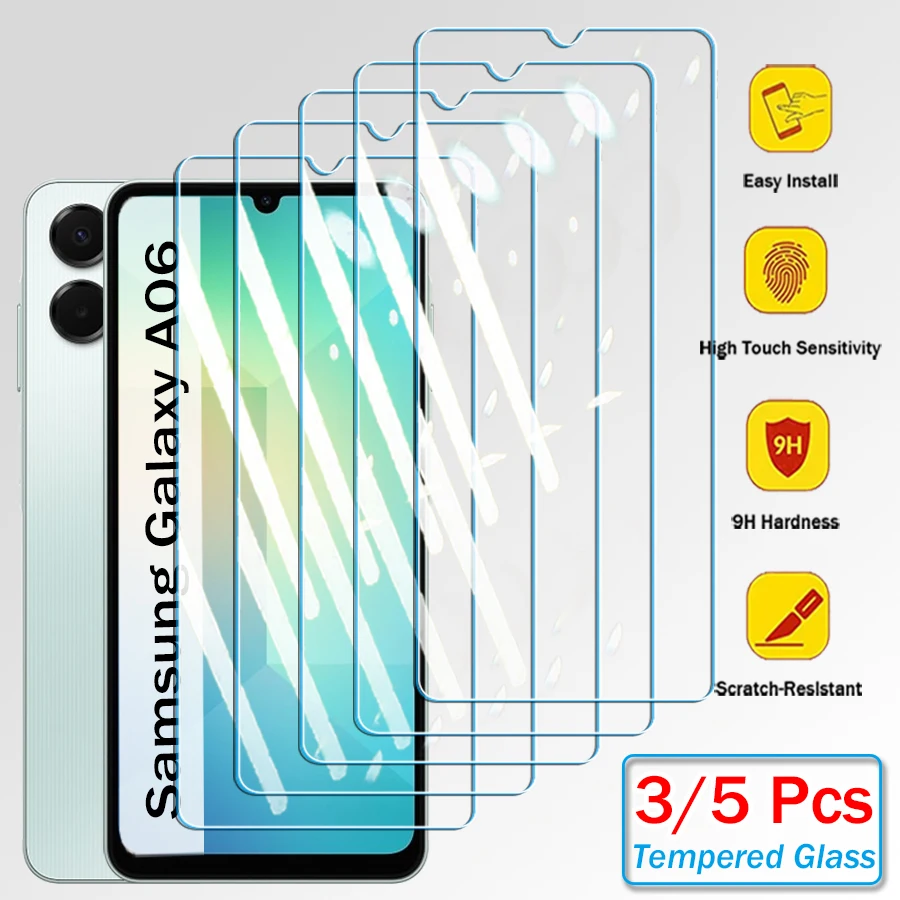 3/5 Stück gehärtetes Glas für Samsung Galaxy A06 Displayschutzfolien Schutzglasfolie