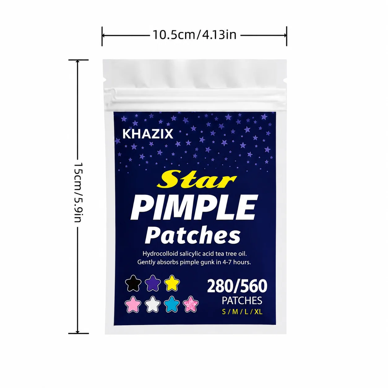 Hydrocolloid, Dermatologist Tested, Covers and Protects Visible Spots, Absorbs Gunk, 7Colors, Star stickers(280\560)
