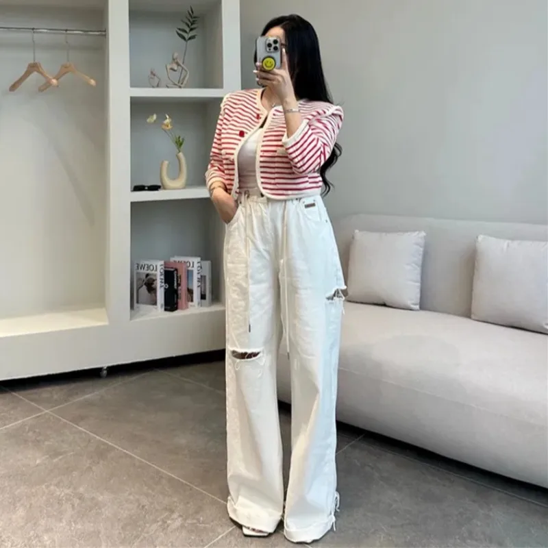 

East Gate Vintage High Waist Long Jeans Women's Pure Color Waed out ket Denim Pants Casual Sle Four Seasons Universal