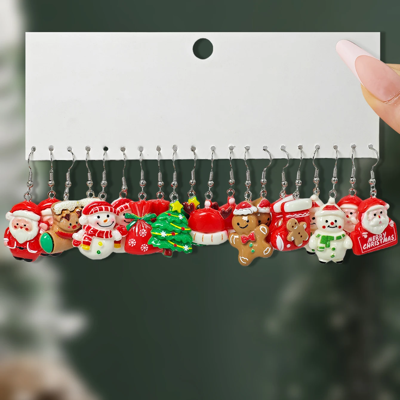 الإبداعية لطيف الكرتون سانتا كلوز شجرة عيد الميلاد الزنجبيل رجل الرنة أقراط السيدات اليومية هدية الكريسماس إعطاء مجموعة #6