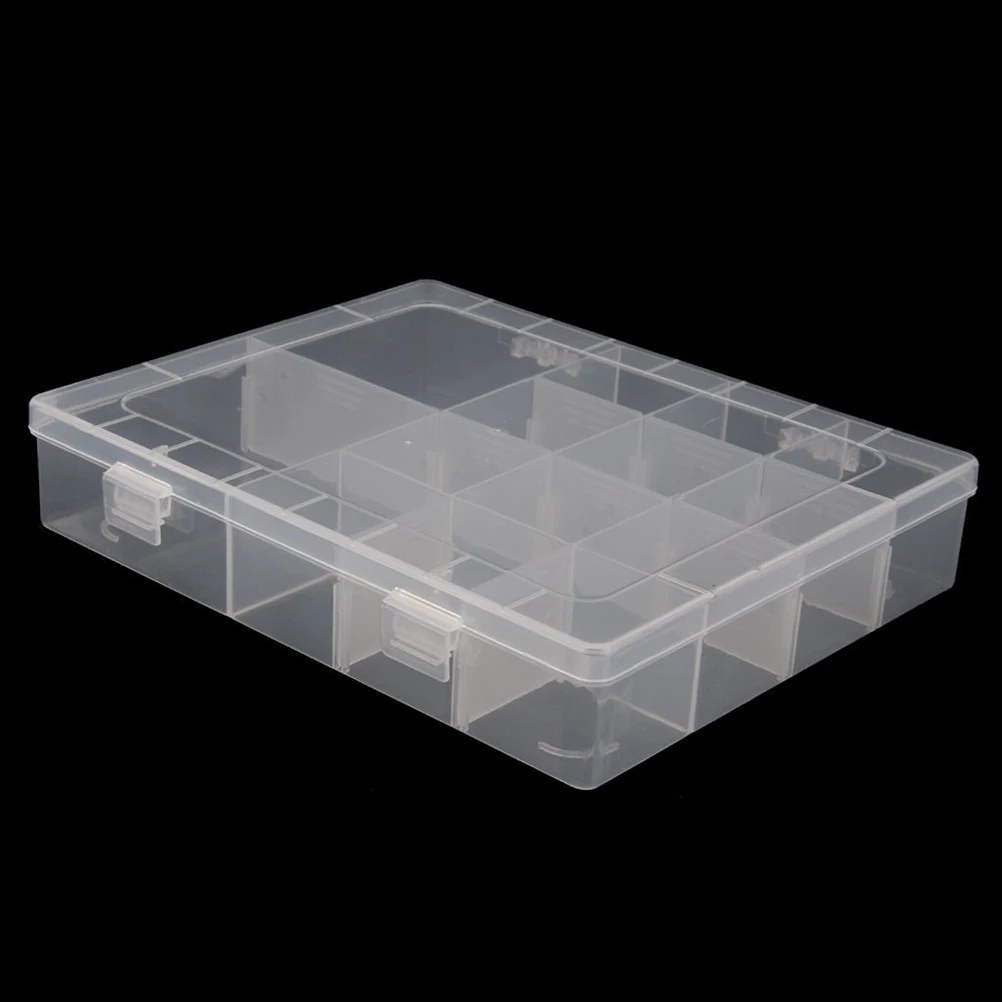 

14 Grid Jewelry Storage Box Transparent Clear Plastic Container With Adjustable Dividers For Earrings Rings Beads Pills