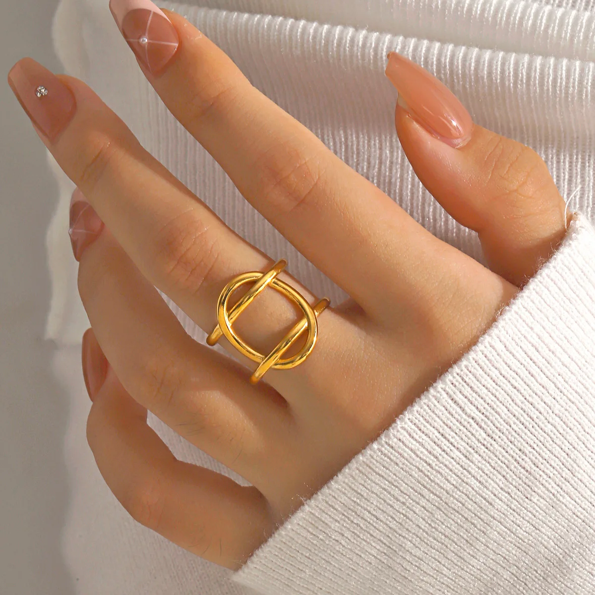 Vintage Geometry Lines Ring Designer Neutral Jewelry Stainless Steel Adjustable Opening Rings Valentine Day Gift Кольца Ж