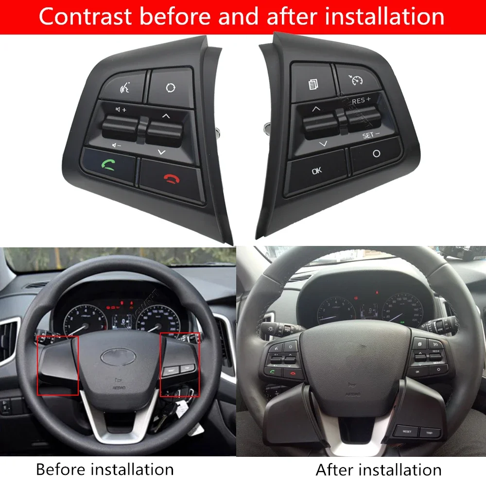 Steering Wheel For Hyundai ix25 Creta 1.6 2.0 2016-2019 Bluetooth Phone Cruise Control Remote Control Button The Right Side