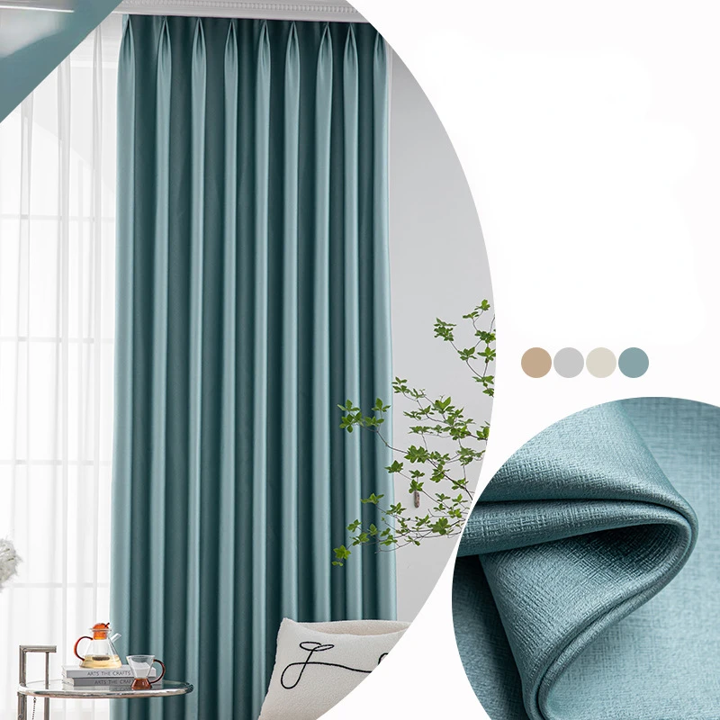 Full blackout bedroom thickened soundproof curtain living room hook type Nordic simple light luxury style yy