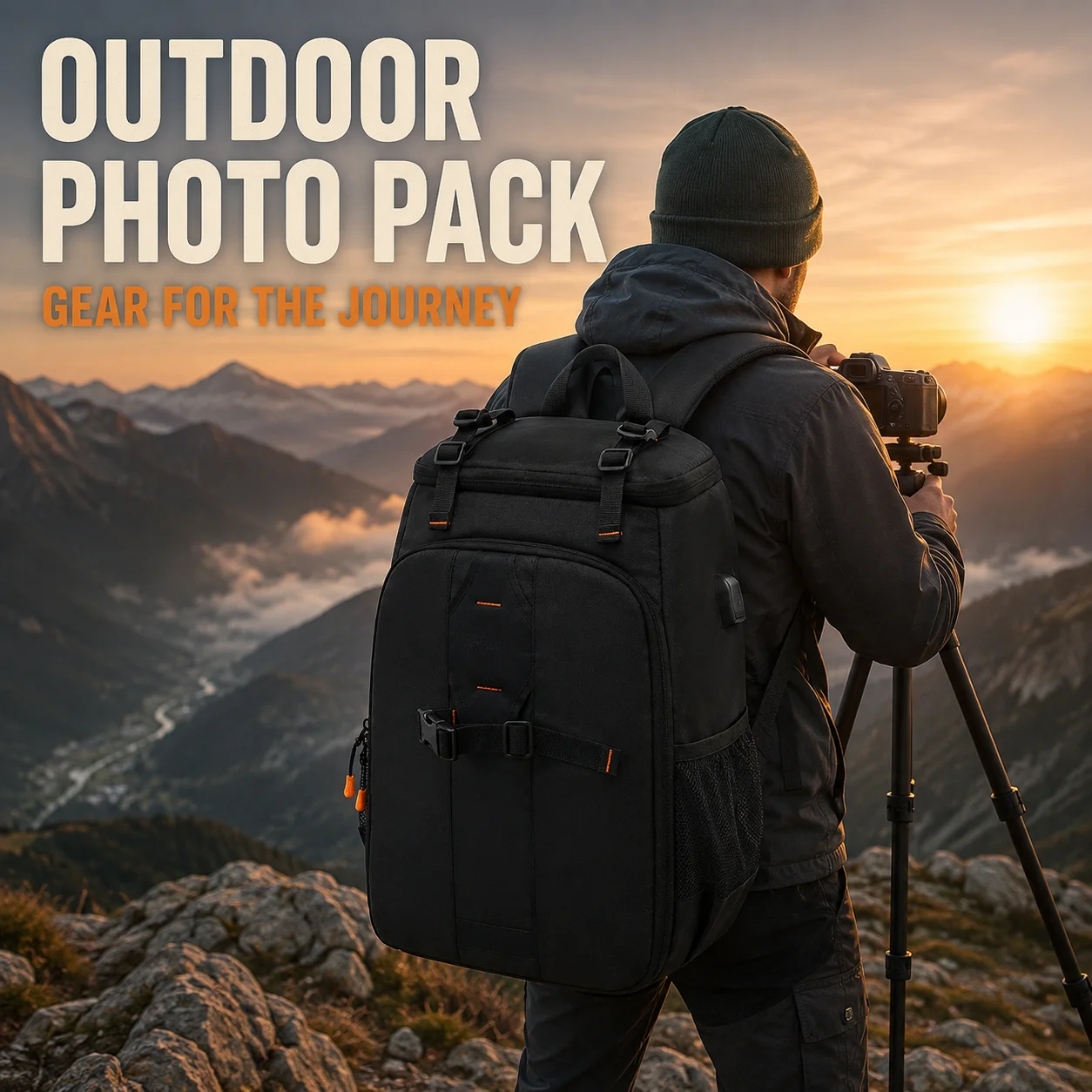 Photography Backpack Shock-proof Large Capacity Camera Bag With Adjustable Dividers Laptop Compartment For Outdoor Shooting