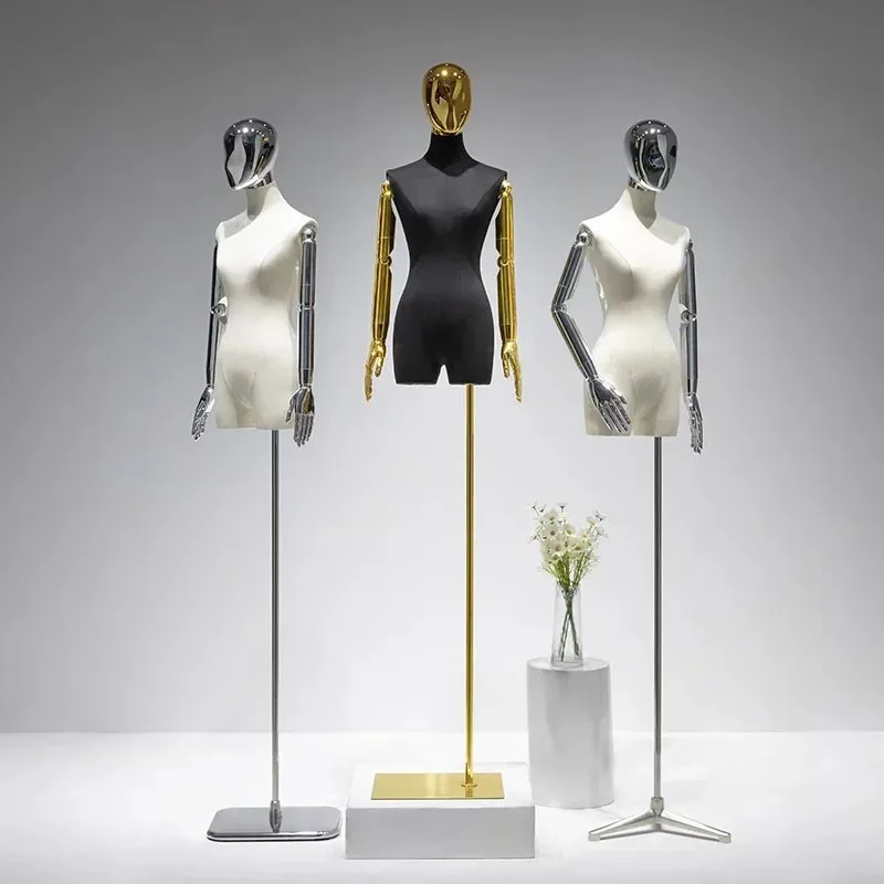 Clothing Store Mannequins Female's Clothing Electroplating Linen Model Stands Props Female Dummy Mannequin Display Stands