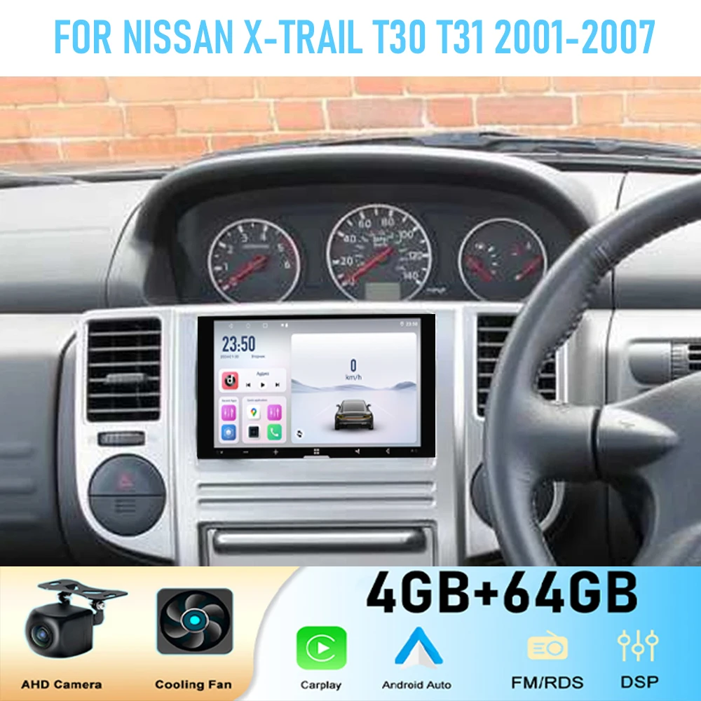 7''  FOR NISSAN X-TRAIL T30 T31 2001-2007 GPS Car Radio Wireless Apple Carplay  Android 15 Multimedia Player Stereo Navi WIFI BT