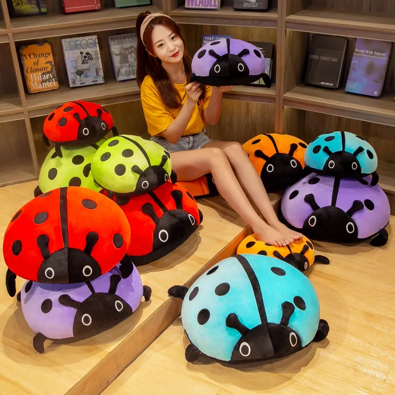 40-80cm Colorful Ladybug Plush Toy Soft Stuffered Insect Pillow Cute Beetle Cushion Kids Friends Birthday Xmas Gift Dropshipping