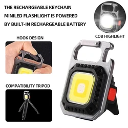 Super Bright Mini LED Flashlight USB Rechargeable Folding Stand Waterproof COB Outdoor Camping Lighting Torch Fishing Lantern