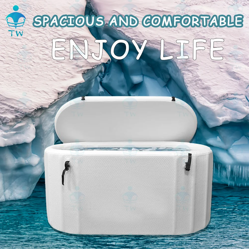 Inflatable Cold Plunge Ice Bath Tub Compatible Water Chillers Outdoor Inlet Outlet Connection Accessories Insulated Lid155Gallon