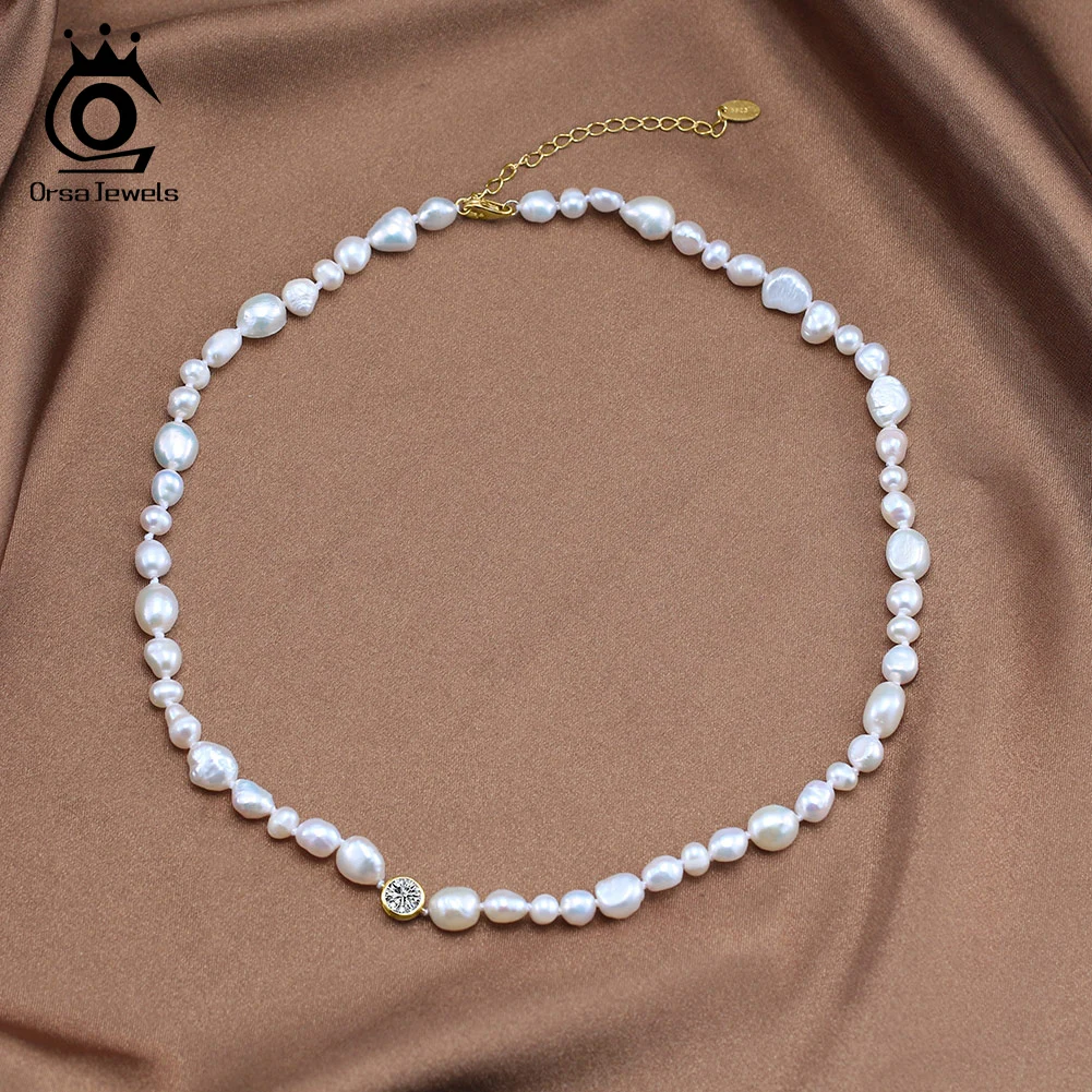 

ORSA JEWELS ожерелье из пресноводного жемчуга для женщин, стерлинговое серебро 925 пробы, винтажное элегантное колье-колье, свадебные украшения GPN70
