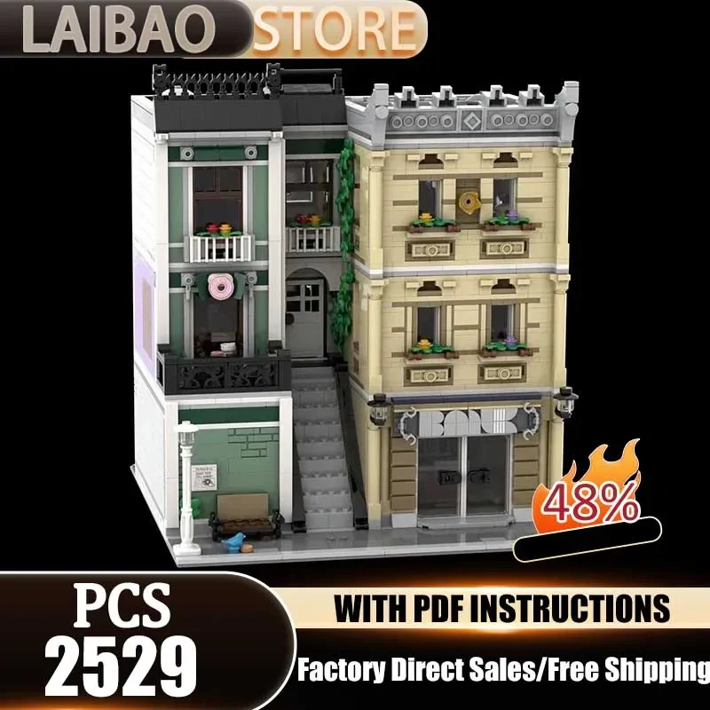 City Street View Model Moc Building Bricks Golden Shell Bank Technology Modular Blocks Gifts Christmas Toys DIY Sets Assembly