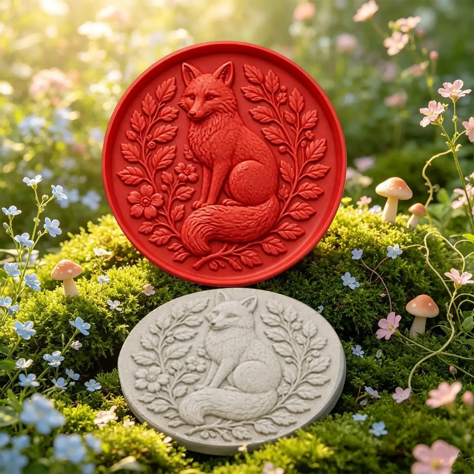 15 Inch Round Decorative Paintable Reusable Garden Stepping Stone Cement Mold Concrete Stepping Stone Molds For Women Mom Craft