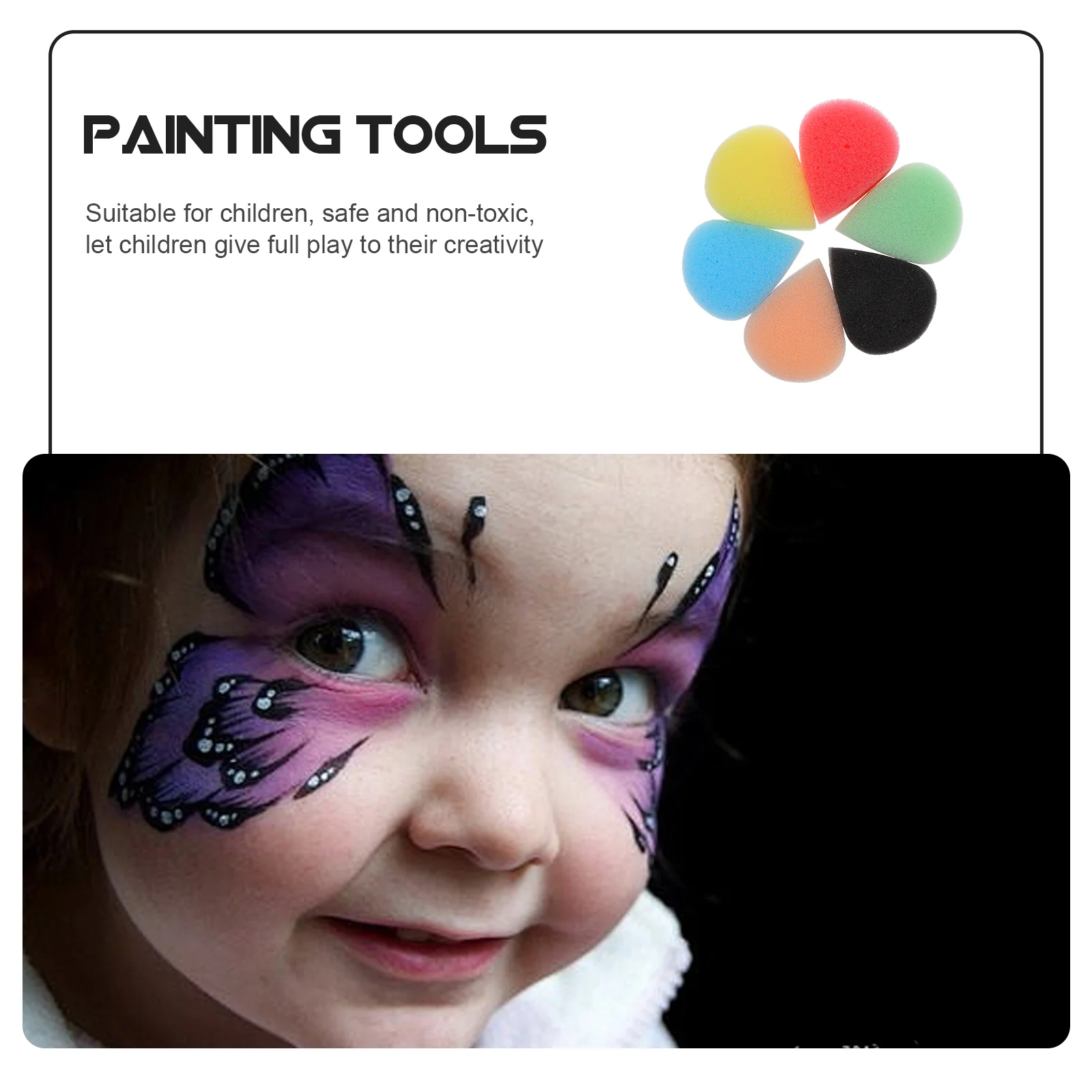 Éponges de peinture pour le visage, 6 couleurs en forme de goutte d'eau, outils de classe pour enfants, ensemble d'éponges de maquillage, sac de rangement OPP pour enfants