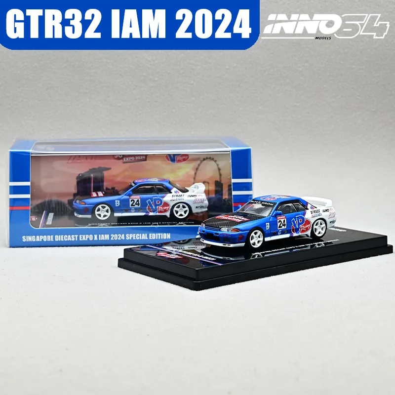 INNO 1/64 GTR32 IAM 2024 singapour véhicule à moteur en alliage limité jouet en métal moulé sous pression modèle Collection cadeaux de noël pour garçon