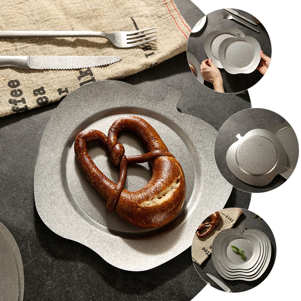 

Apple Shape Stainless Steel Plate Multipurpose for Salad Fruit Bbq Dinner Serving Plate Decorative Food Tray Restaurant Kitchen