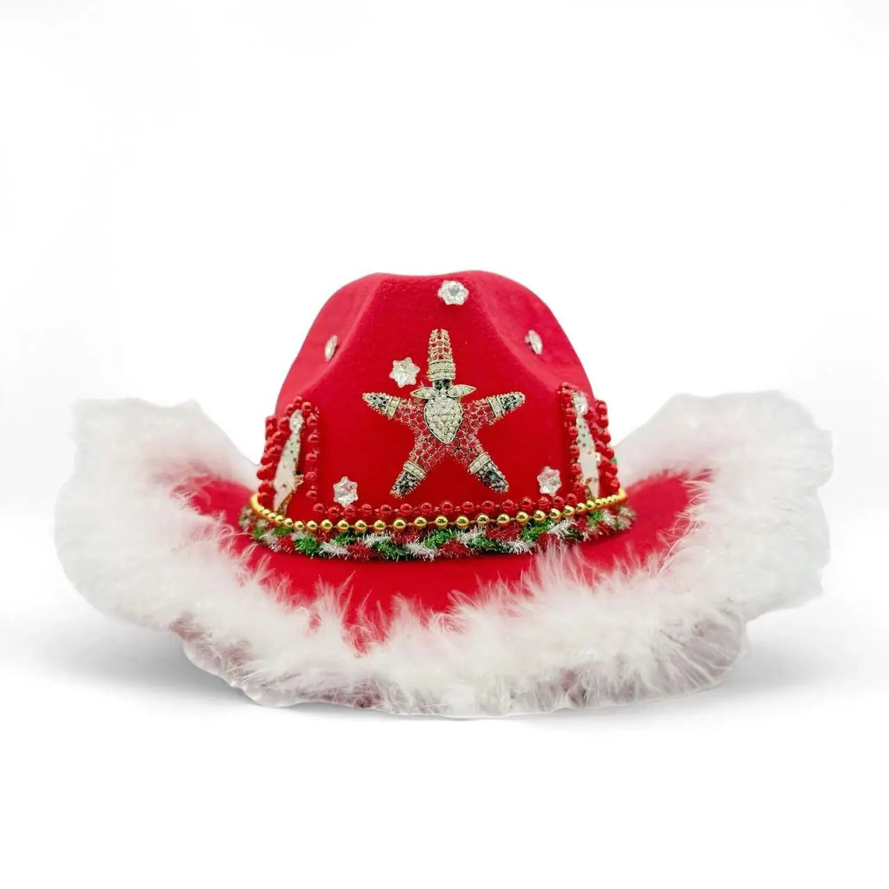 

HongLuan Red Glitter Costume Hat Adult, Cowboy Hats Rhinestone for Woman, Cowboy Cosplay Female Accessories & Cowgirl Cap
