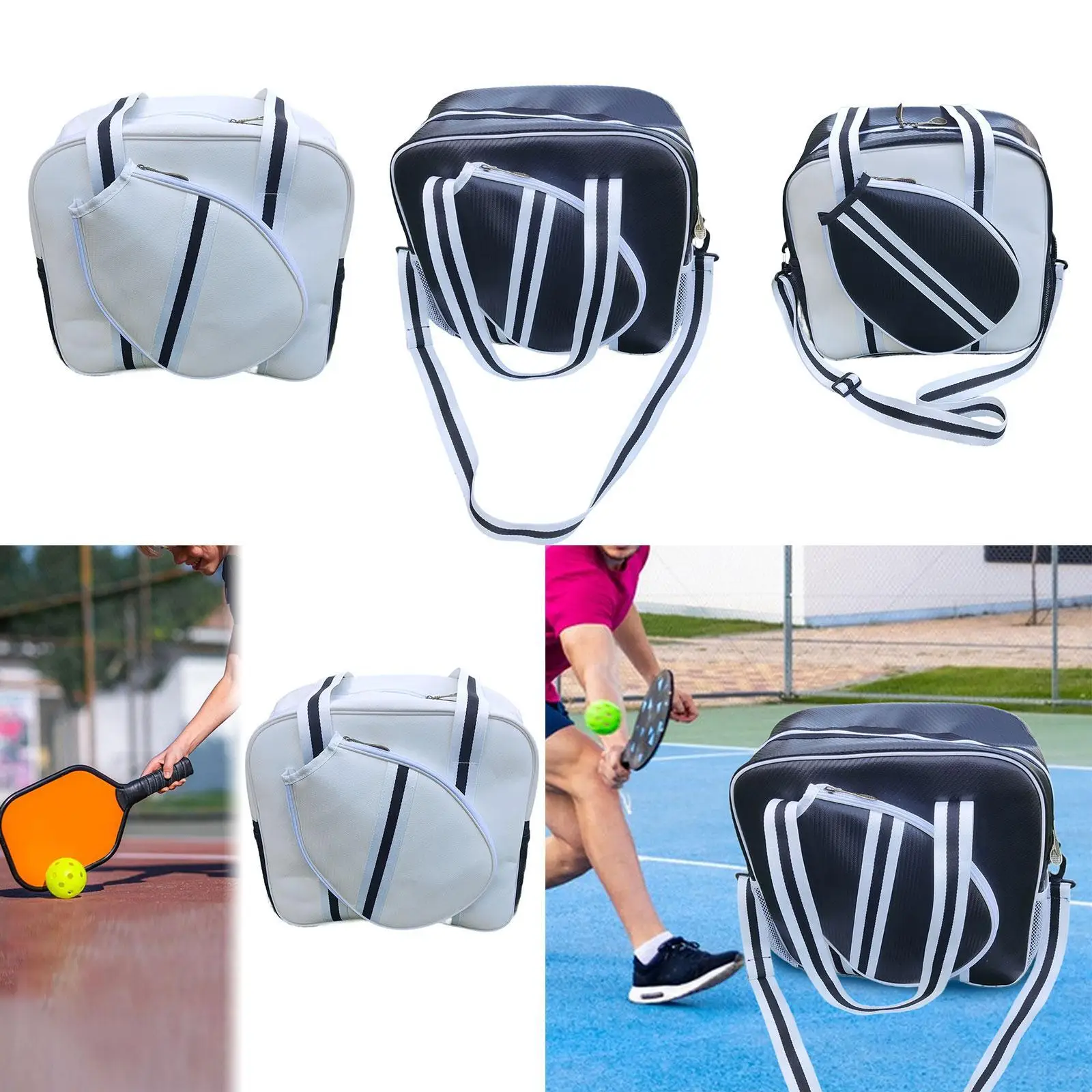 

Сумка для хранения Pickleball, держатель для ракеток, универсальные сетчатые карманы из искусственной кожи