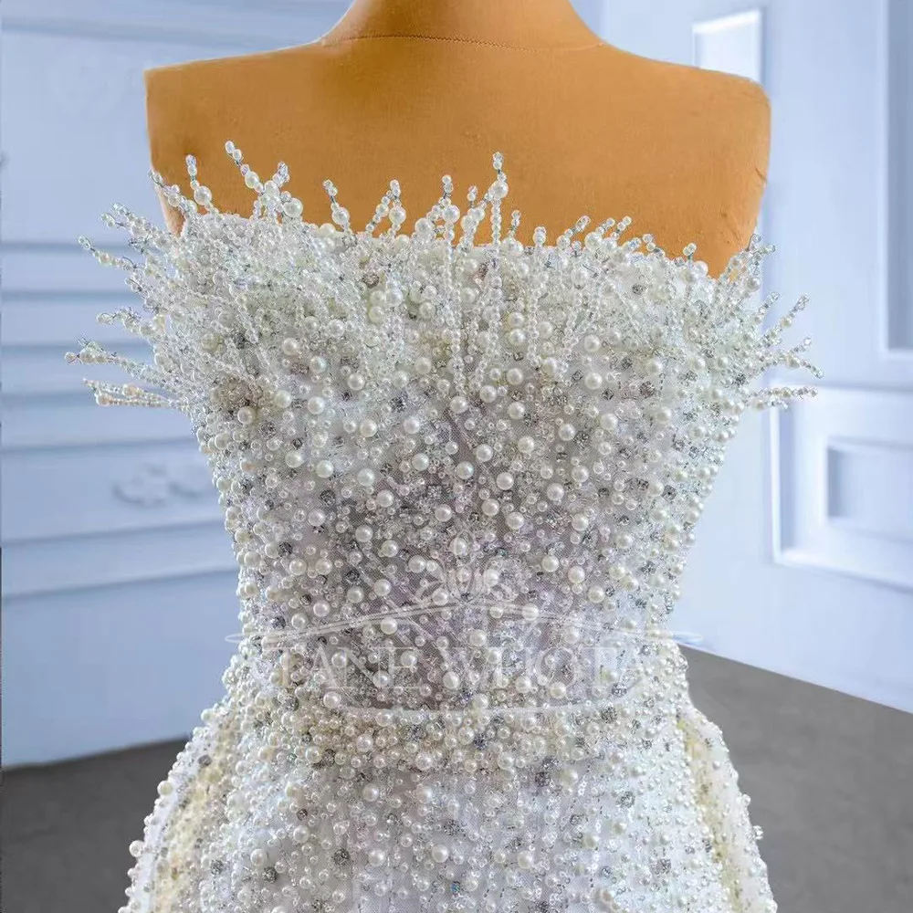 2025 vestido de novia sin tirantes sin mangas con cordones en la espalda tren desmontable vaina perlas con cuentas ajuste personalizado para novias