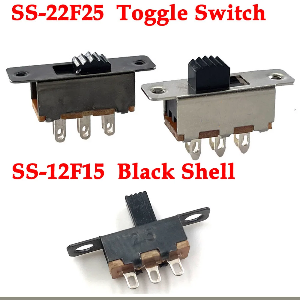 Interruptor deslizante de 1-10 piezas, 2 posiciones, 6 pines con mango de orificio fijo DPDT 2P2T SS22F25- G7, interruptor de palanca de SS-12F15,