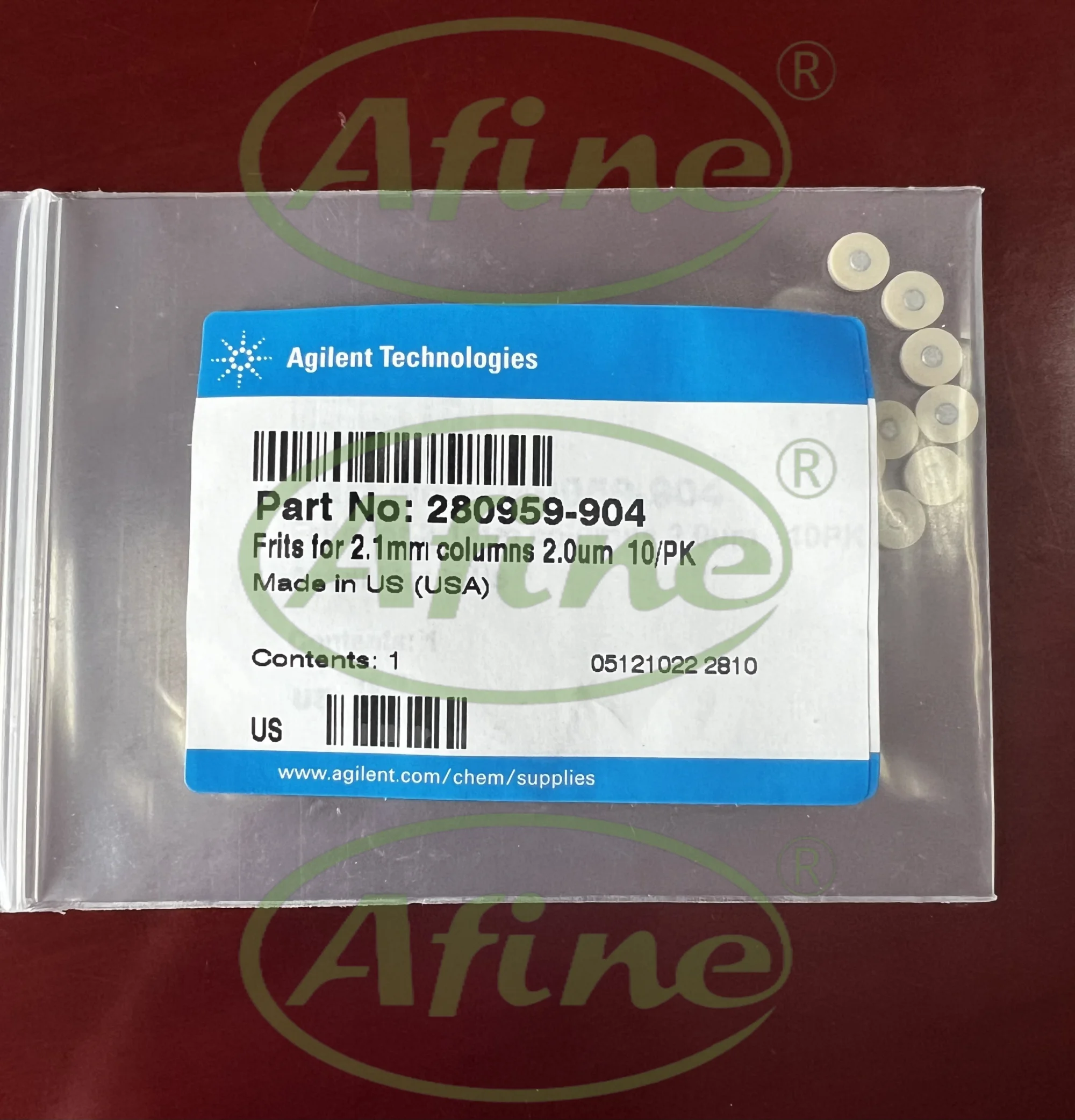 

AFINE Agilent Solvent Inlet Filters for HPLC 280959-904 Frit Slice 2.1mm 2µm 10/pk