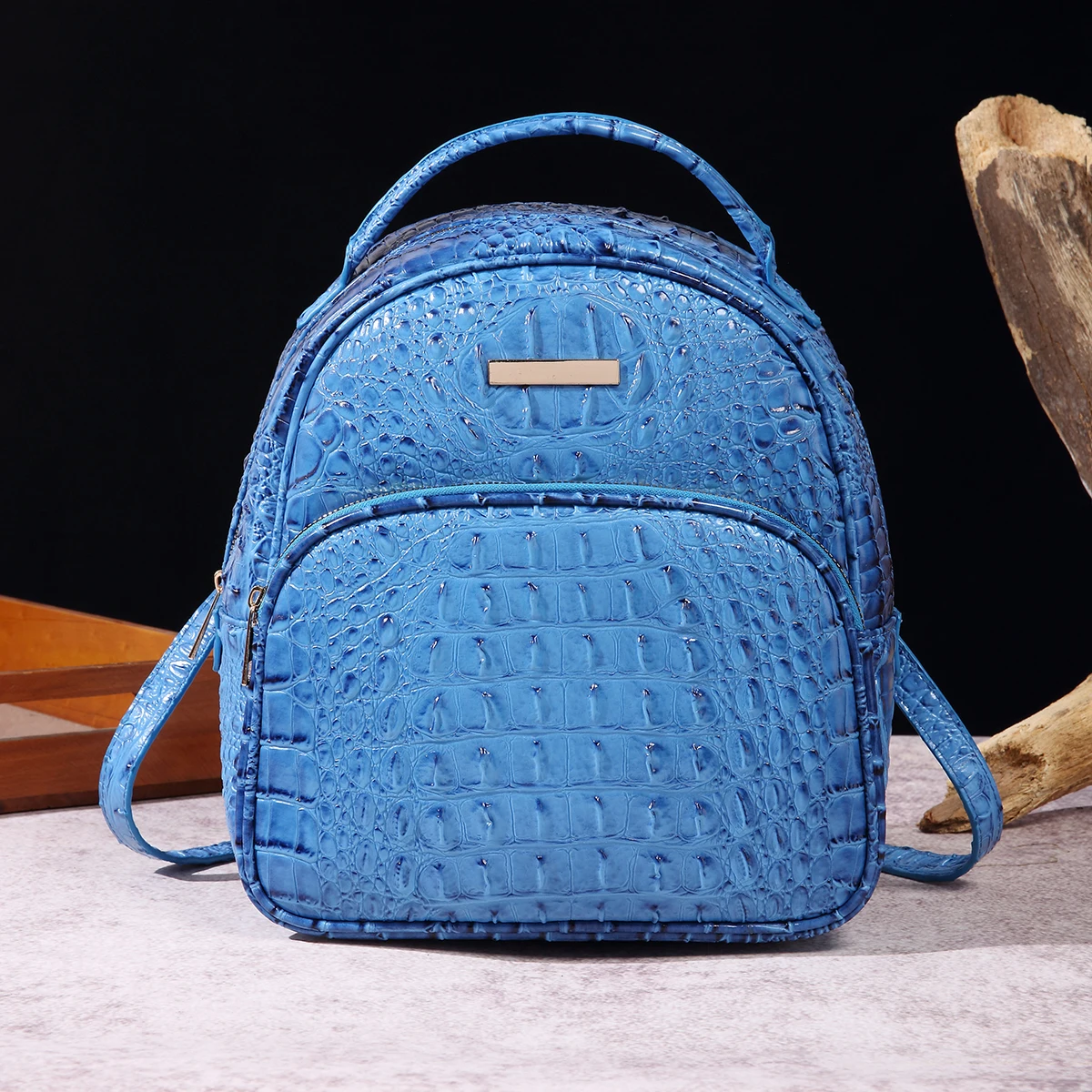 Luxury Crocodile Pattern Backpack Vintage Travel Daypack Classic Preppy School Knapsack