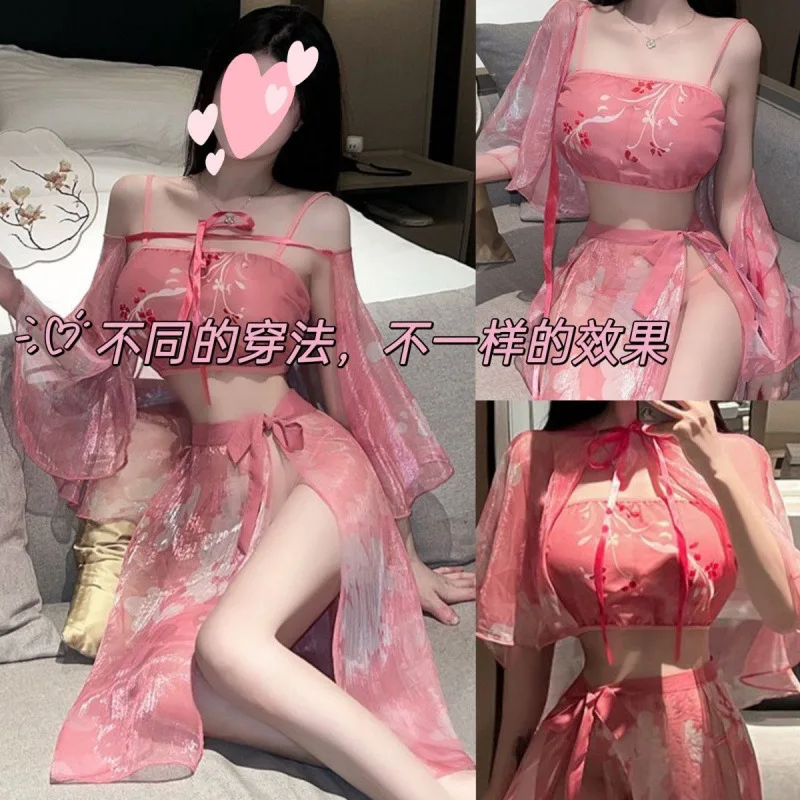 

Сексуальная древняя китайская ночная рубашка Hanfu для ролевых игр, порно, прозрачная сетчатая одежда для сна, ретро, традиционный пояс, экзотический очаровательный костюм