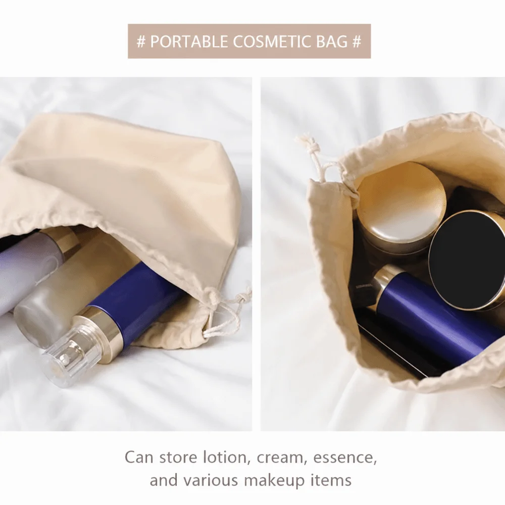 Portable Canvas Drawstring Cosmetic Bags Reusable Soft Makeup Pouch Jewelry Organizer Bags Gifts