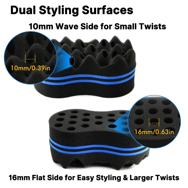 Oval Double Sides Magic Twist Hair Brush Sponge Brush for Natural Afro Coil Wave Dread Sponge Brushes Hair Braids Braiding Hair