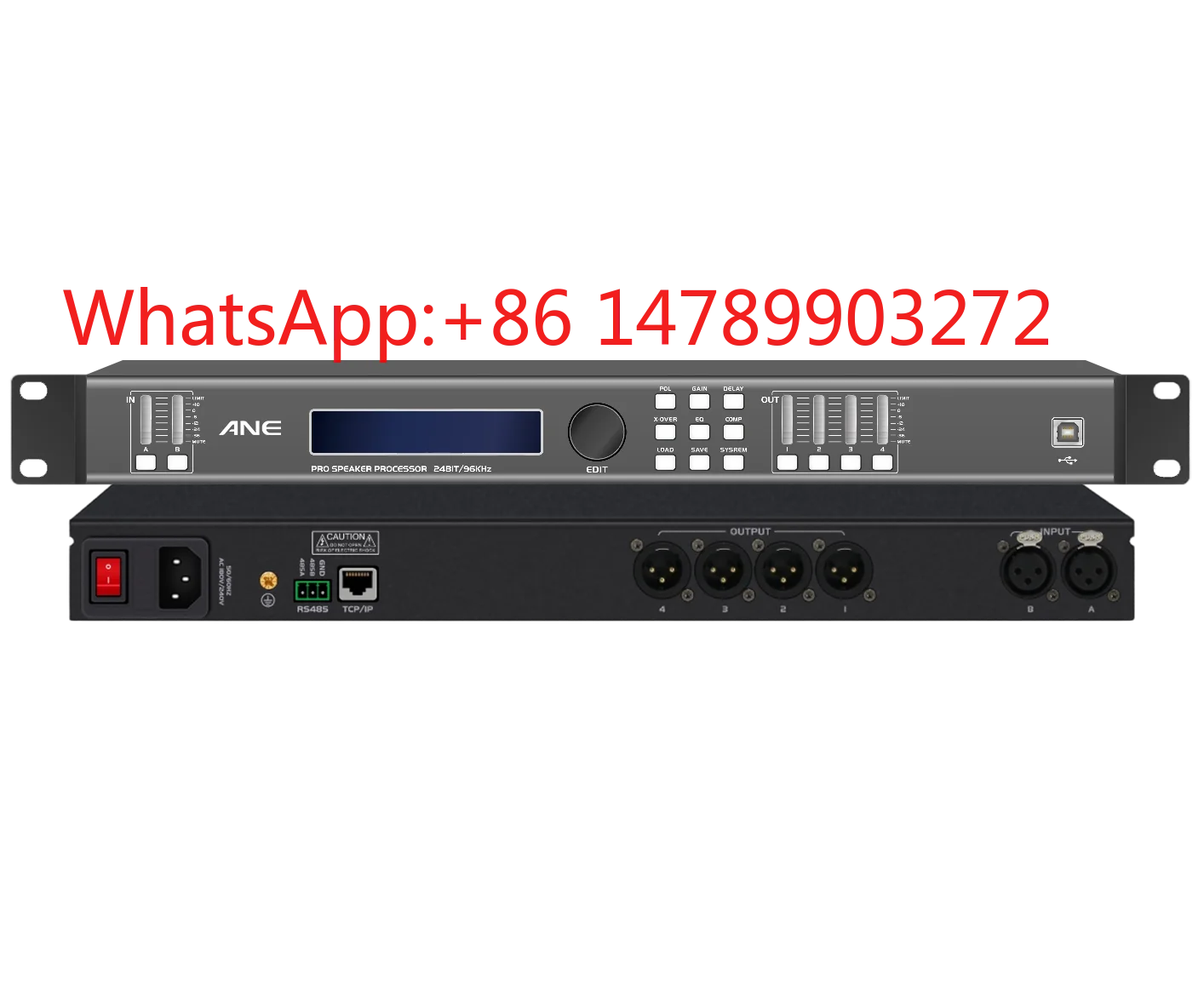 1U Rack DSP Processor 15 Band PEQ Crossover Delay Stage Audio Equipment