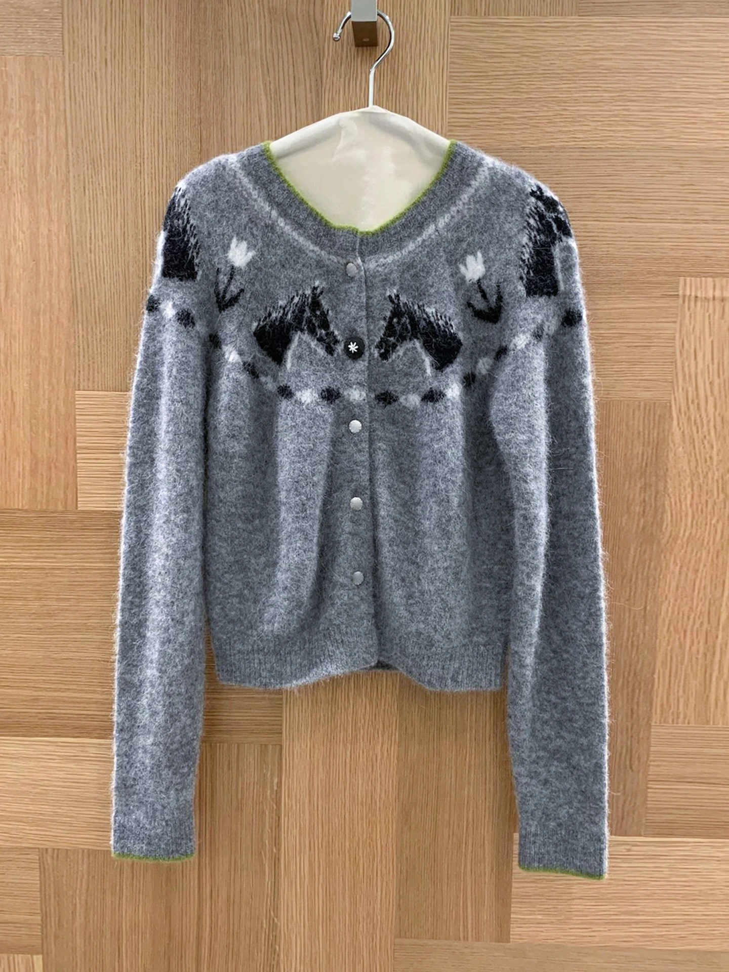 

Высококачественный женский вязаный кардиган-свитер, пальто, осенне-зимний дизайн, сенсационная вышивка, средний тонкий длинный све, круглый Ne