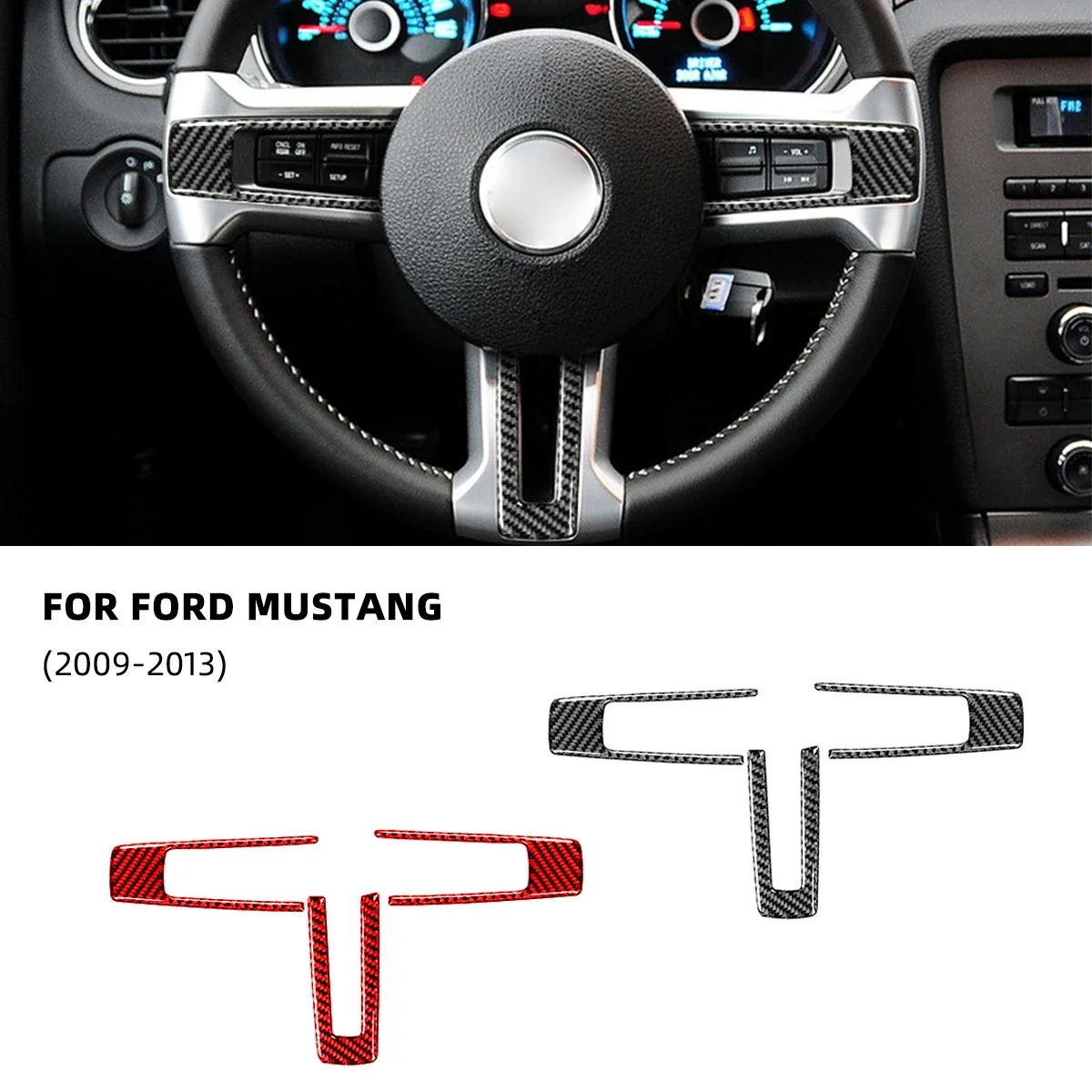 For Ford Mustang 2009-2013 Accesorios Para Auto Car Steering Wheel Gear Panel Car Sticker Decal Carbon Fiber Interior Trim Auto