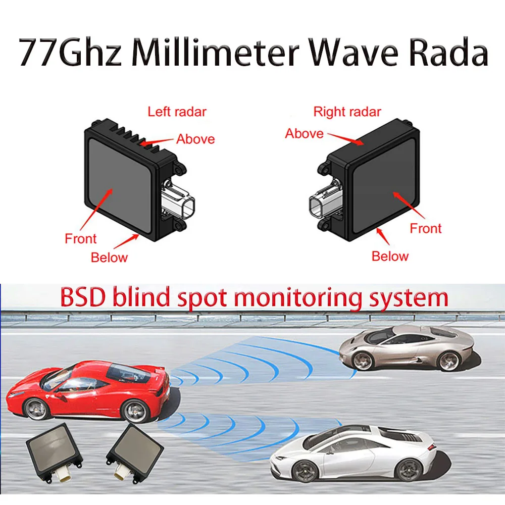 77Ghz millimeter wave radar BSD blind spot monitoring, safe driving hazard warning, reversing assist to remind obstacles