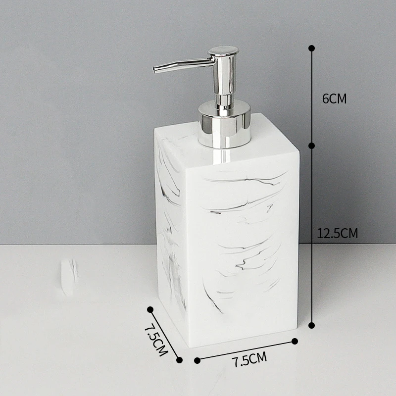 luxurious white ink Resin Bathroom Decoration Accessories upscale Five Piece toothbrush holder Shower storage tray