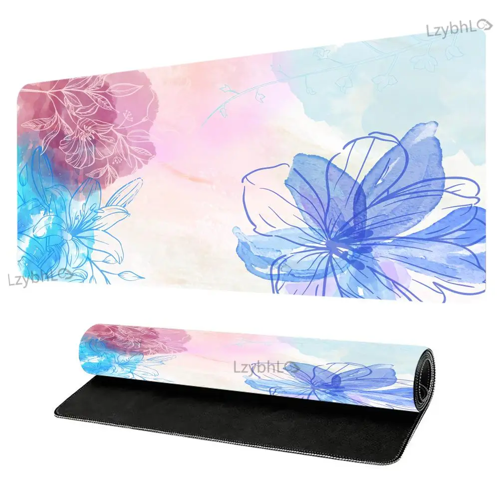 لوحة ماوس فنية ملونة على شكل زهور كبيرة للألعاب لوحة ماوس كمبيوتر مكتبية مضادة للانزلاق قاعدة مطاطية ممتدة ملحقات ألعاب حصيرة مكتبية