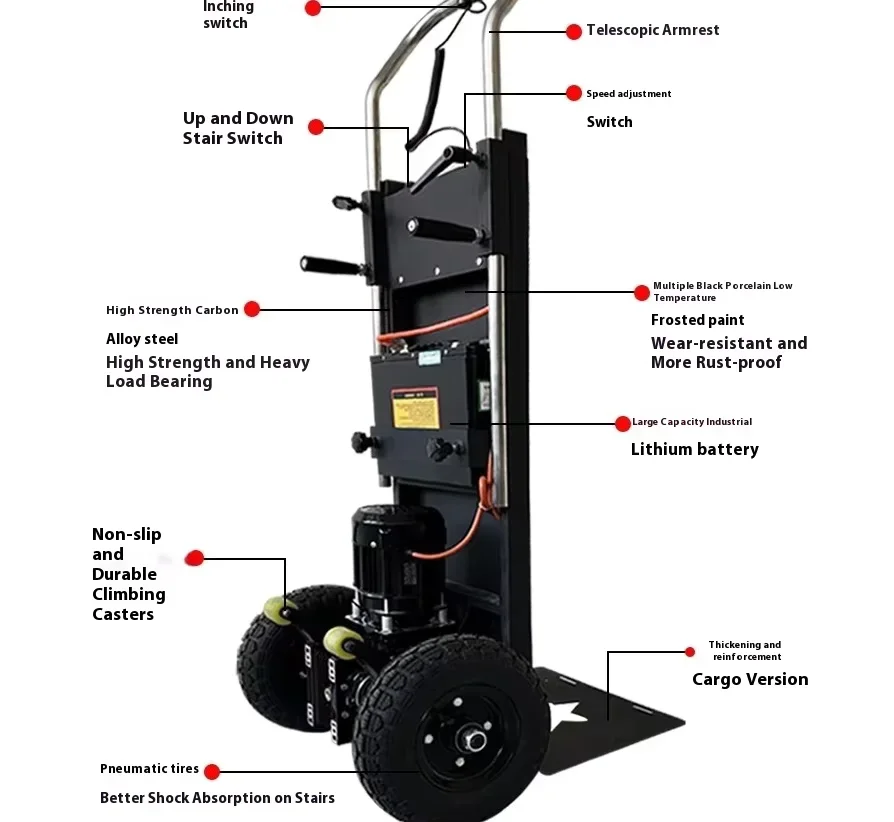 ALUMINUM Steel Heavy Duty Hand Trolley Hand Truck Stair Climber 10 Inch Wheels 300kg Load Capacity Easy Shopping Tools