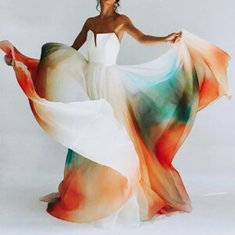2025 New Rainbow Color Women's One-Piece Classical Dance Skirt Maxi Dress Urban Style Loose Fit Fairy Skirt Velvet Fabric