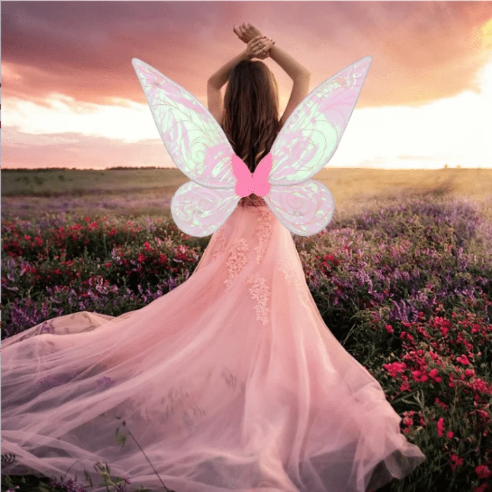 1pc Women\'s Pink Angel Colorful Butterfly Wings, Suitable For Festival Parties And Theatrical Dress-Up Performances