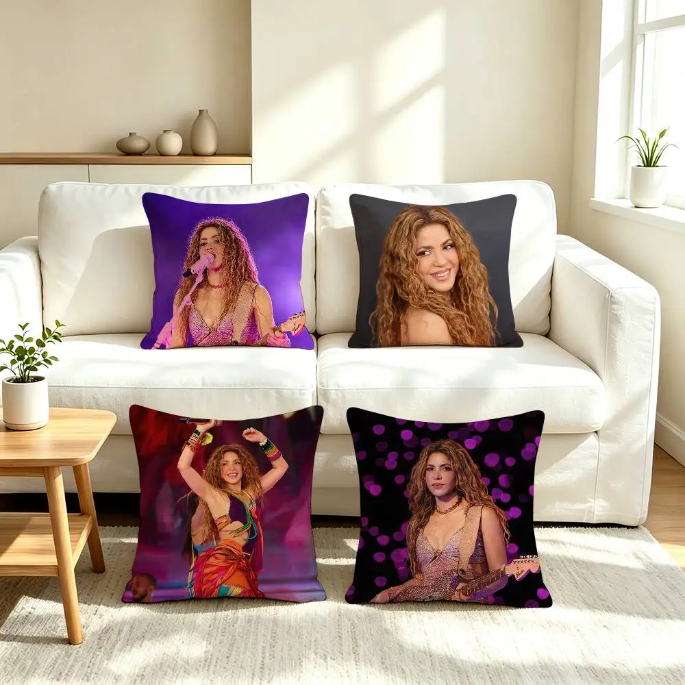 S-Shakira Pop Singer  Pillow Case Square Double-Sided Sofa Cushion Cover Bedroom Bedside Pillow