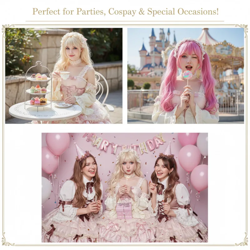 

Lolita JK Y2K Dresses Lolita A-Line Women Sweet Ballet Style Birthday Party Dresses Cute Girl Princess Dresses Women Dresses New